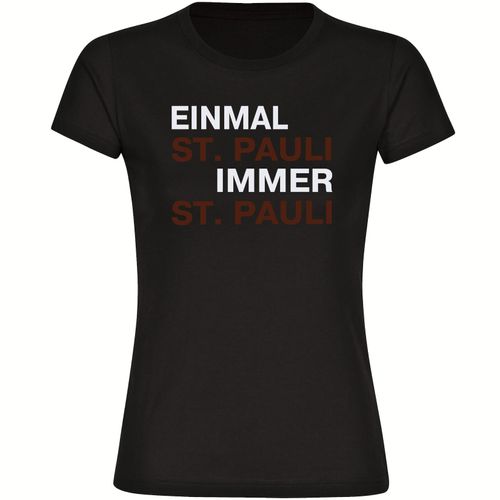4068859196141 - multifanshop Damen T-Shirt - St Pauli - Einmal Immer - Druck braun - Frauen