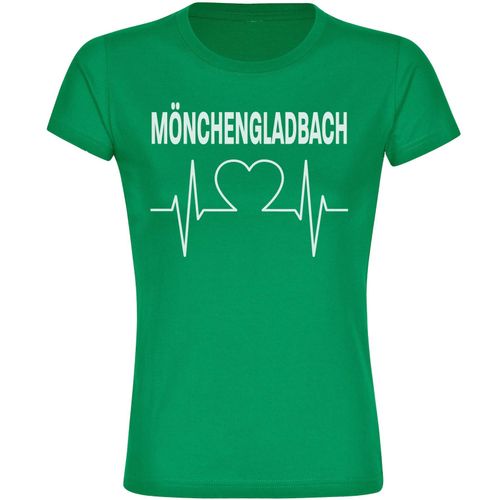 4068859173722 - multifanshop Damen T-Shirt - Mönchengladbach - Herzschlag - Druck weiß - Frauen