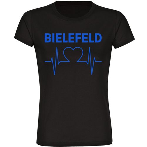 4068859033057 - multifanshop Damen T-Shirt - Bielefeld - Herzschlag - Druck blau - Frauen