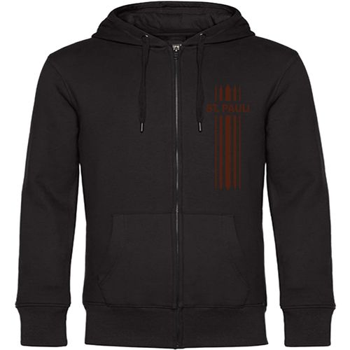 4068859195038 - multifanshop Kapuzen Sweatshirt Jacke - St Pauli - Streifen - Druck braun - Sweat