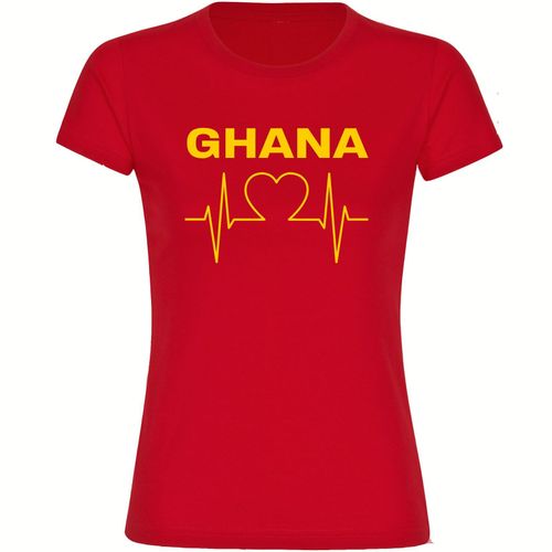 4068859313548 - multifanshop Damen T-Shirt - Ghana - Herzschlag - Druck gelb - Frauen