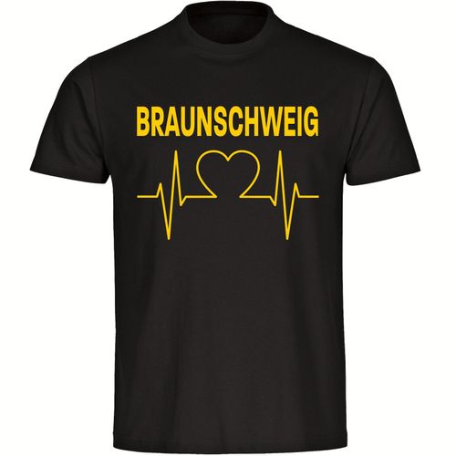 4068859200596 - multifanshop Kinder T-Shirt - Braunschweig - Herzschlag - Druck gelb - Kind 4068859200596 - multifanshop Kinder T-Shirt - Braunschweig - Herzschlag - Druck gelb - Kind