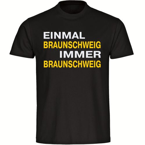 4068859204204 - multifanshop Herren T-Shirt - Braunschweig - Einmal Immer - Druck gelb - Männer 4068859204204 - multifanshop Herren T-Shirt - Braunschweig - Einmal Immer - Druck gelb - Männer