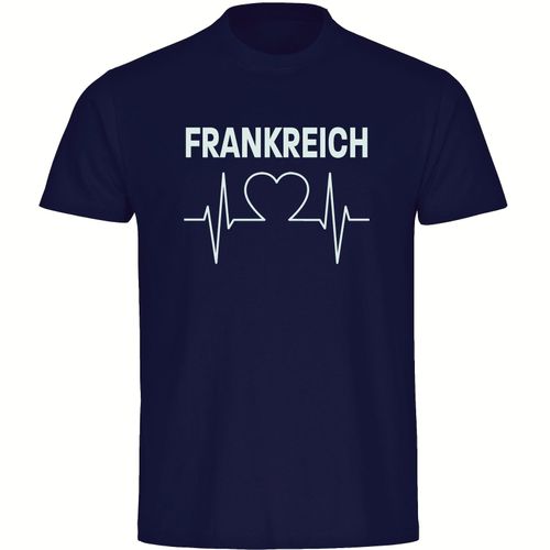4068859308186 - multifanshop Herren T-Shirt - Frankreich - Herzschlag - Druck weiß - Männer