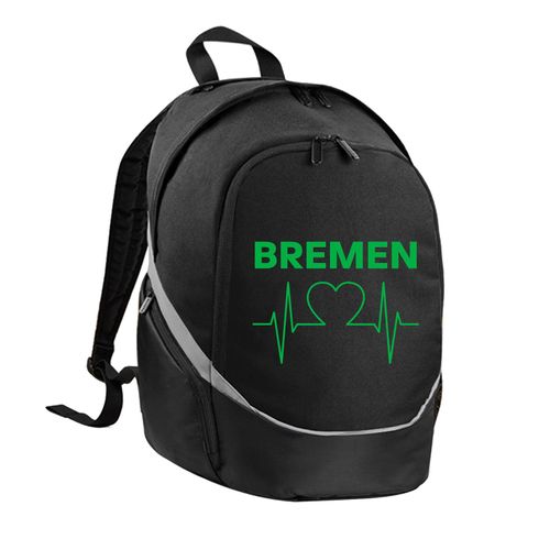 4068859172510 - multifanshop Rucksack - Bremen - Herzschlag - Druck grün - Tasche