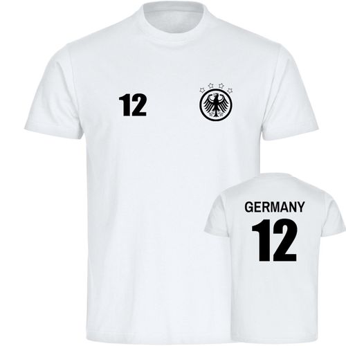 4068859347765 - multifanshop Herren T-Shirt - Germany - Adler Retro Trikot 12 - Druck schwarz - Männer