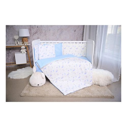 3800166100821 - Babybettwäsche Set Smile 6-teilig Decke 140x95 Kissen 43x35 Bett 120x60 blau