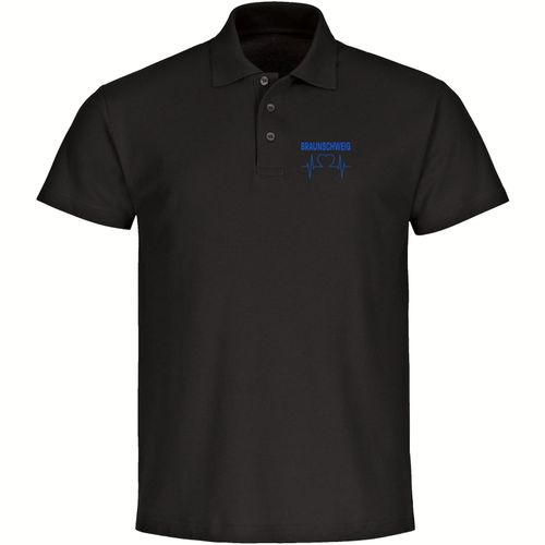 4068859200923 - multifanshop Poloshirt - Braunschweig - Herzschlag - Druck blau - Polo