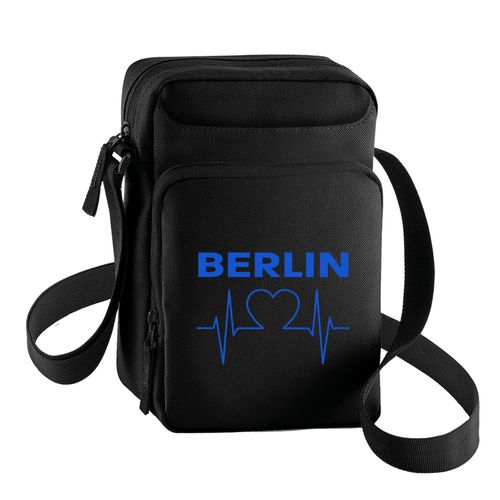 4068859032685 - multifanshop Umhängetasche - Berlin blau - Herzschlag - Druck blau - Tasche 4068859032685 - multifanshop Umhängetasche - Berlin blau - Herzschlag - Druck blau - Tasche