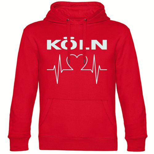 4068859111250 - multifanshop Kapuzen Sweatshirt - Köln - Herzschlag - Druck weiß - Hoodie