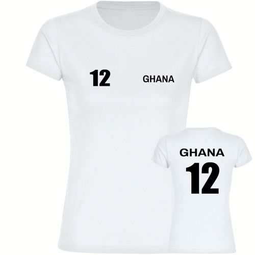 4068859313180 - multifanshop Damen T-Shirt - Ghana - Trikot Nummer 12 - Druck schwarz - Frauen