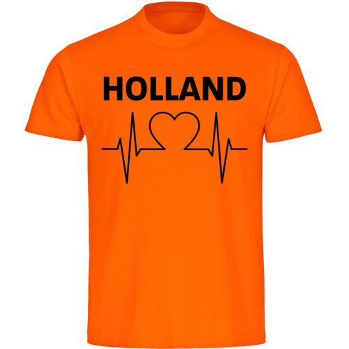 4068859453855 - multifanshop Herren T-Shirt - Holland - Herzschlag - Druck schwarz - Männer