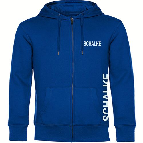 4068859005665 - multifanshop Kapuzen Sweatshirt Jacke - Schalke - Brust & Seite - Druck weiß - Sweat