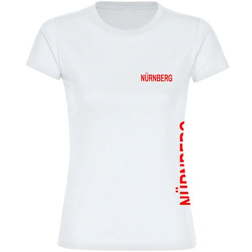 4068859086336 - multifanshop Damen T-Shirt - Nürnberg - Brust & Seite - Druck rot - Frauen