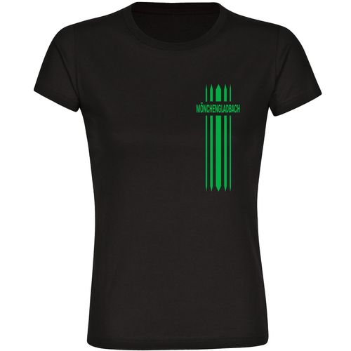 4068859176761 - multifanshop Damen T-Shirt - Mönchengladbach - Streifen - Druck grün - Frauen