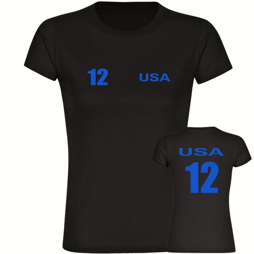 4068859325077 - multifanshop Damen T-Shirt - USA - Trikot Nummer 12 - Druck blau - Frauen 4068859325077 - multifanshop Damen T-Shirt - USA - Trikot Nummer 12 - Druck blau - Frauen