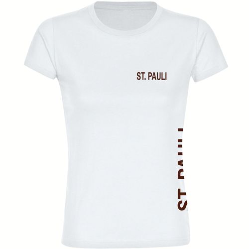 4068859191238 - multifanshop Damen T-Shirt - St Pauli - Brust & Seite - Druck braun - Frauen