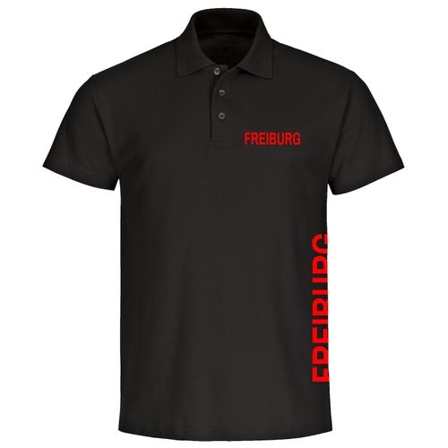 4068859076870 - multifanshop Poloshirt - Freiburg - Brust & Seite - Druck rot - Polo