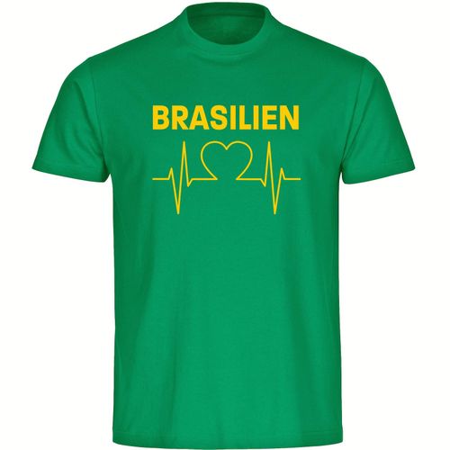 4068859287894 - multifanshop Kinder T-Shirt - Brasilien - Herzschlag - Druck gelb - Kind