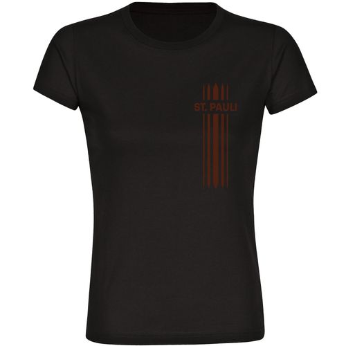 4068859194406 - multifanshop Damen T-Shirt - St Pauli - Streifen - Druck braun - Frauen