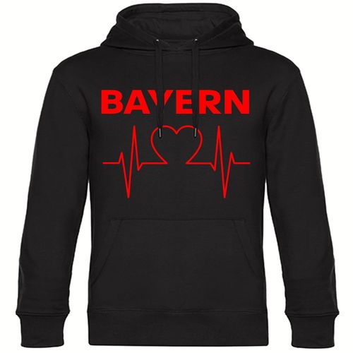 4068859103224 - multifanshop Kapuzen Sweatshirt - Bayern - Herzschlag - Druck rot - Hoodie