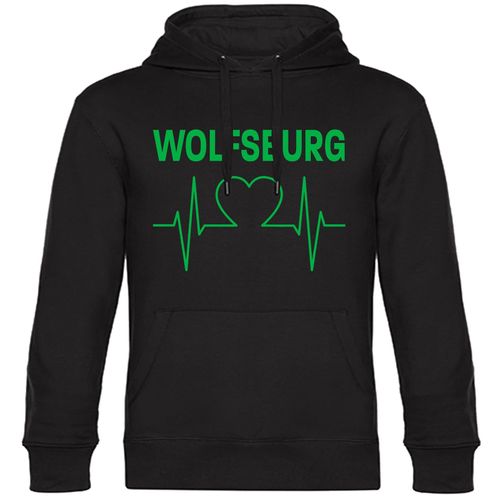 4068859174958 - multifanshop Kapuzen Sweatshirt - Wolfsburg - Herzschlag - Druck grün - Hoodie