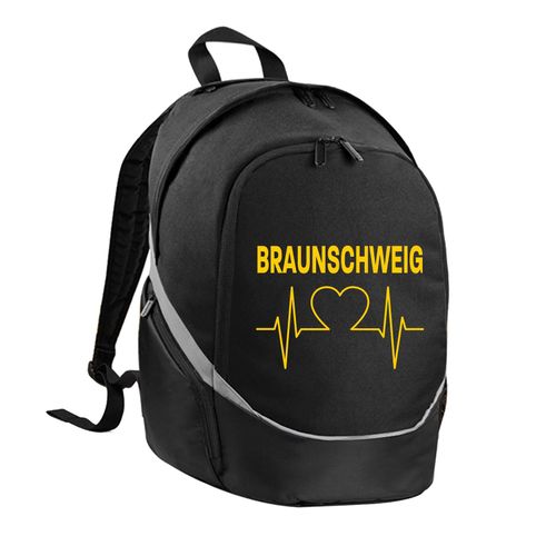 4068859201494 - multifanshop Rucksack - Braunschweig - Herzschlag - Druck gelb - Tasche