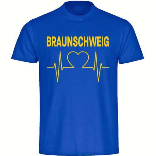 4068859200251 - multifanshop Herren T-Shirt - Braunschweig - Herzschlag - Druck gelb - Männer