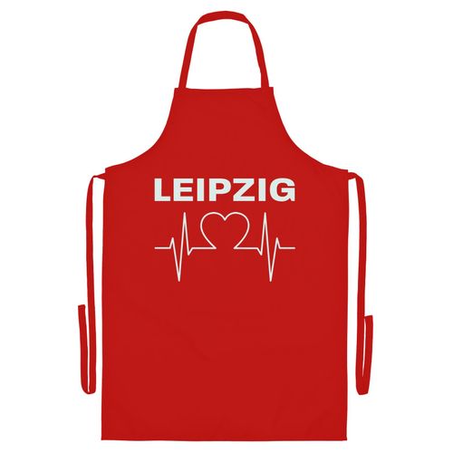 4068859112783 - multifanshop Grillschürze - Leipzig - Herzschlag - Druck weiß - Schürze