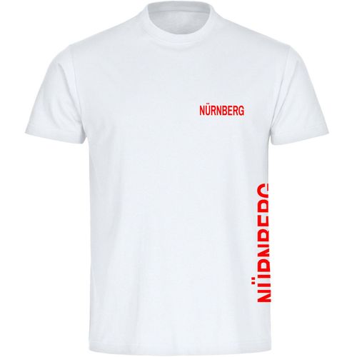 4068859086152 - multifanshop Herren T-Shirt - Nürnberg - Brust & Seite - Druck rot - Männer