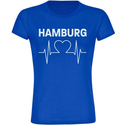 4068859008482 - multifanshop Damen T-Shirt - Hamburg - Herzschlag - Druck weiß - Frauen