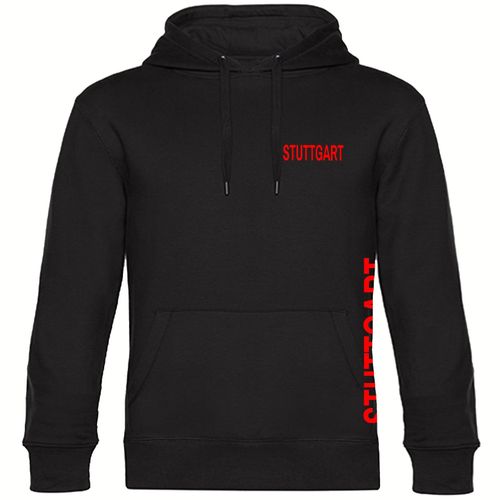 4068859088149 - multifanshop Kapuzen Sweatshirt - Stuttgart - Brust & Seite - Druck rot - Hoodie
