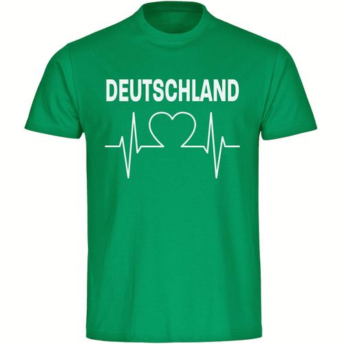 4068859249335 - multifanshop Herren T-Shirt - Deutschland - Herzschlag - Druck weiß - Männer