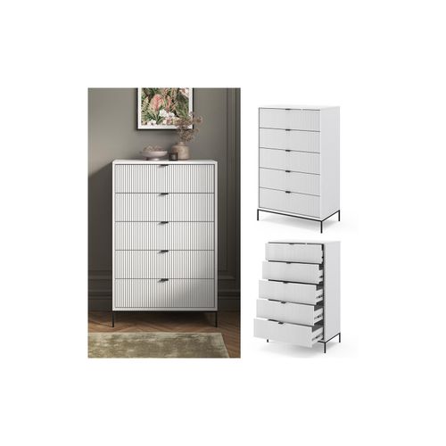 4066731444663 - Kommode Eliza Weiß 76 x 120 cm mit 5 Schubladen Vicco