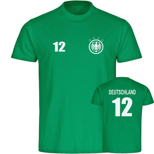 4068859252380 - multifanshop Herren T-Shirt - Deutschland - Adler Retro Trikot 12 - Druck weiß - Männer