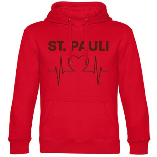 4068859193744 - multifanshop Kapuzen Sweatshirt - St Pauli - Herzschlag - Druck braun - Hoodie