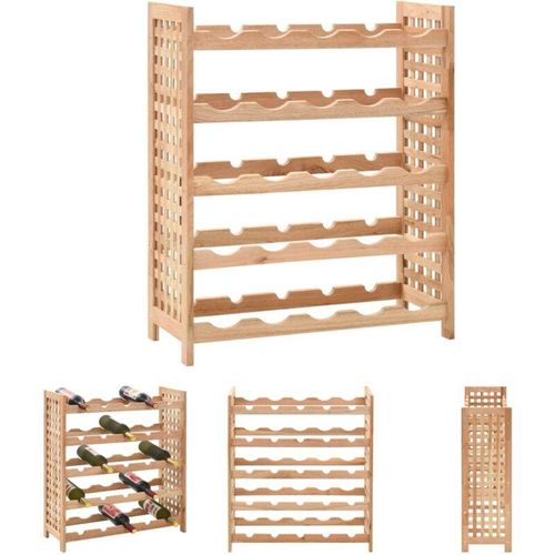 8721032010554 - Weinregal für 25 Flaschen Nussbaumholz Massiv 63x25x73 cm - Weinregale - Beige - The Living Store