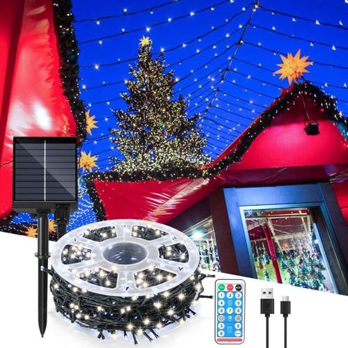 9311835656012 - 100M 100 led Solar Lichterkette IP44 8 Modi Innen Außen WeihnachtenParty Garten Hochzeit Wasserdicht Beleuchtung Deko Kaltweiß - Jopassy