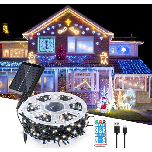 9311835655992 - 80M 800 led Solar Lichterkette IP44 8 Modi Innen Außen WeihnachtenParty Garten Hochzeit Wasserdicht Beleuchtung Deko Kaltweiß - Jopassy