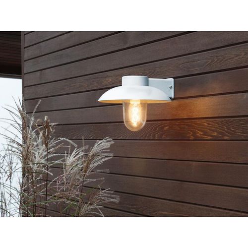 4262442798501 - LED Außenwandleuchte aus Aluminium Weiß & Klarglas Höhe 21cm