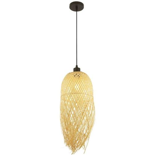 4255596671127 - Licht-erlebnisse - Pendelleuchte Holz E27 d 20 cm rund h max 180 cm Schwarz Natur Modern