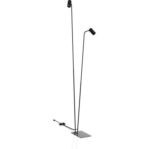 4255596664525 - Licht-erlebnisse - Stehlampe Metall verstellbar 216 cm hoch Schwarz GU10 2-flammig Modern