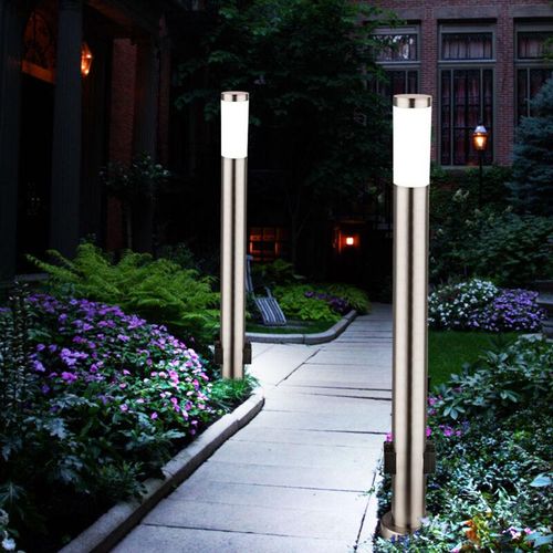 9007371518746 - Lighting - 2er Set led 7 Watt Energie Strom Outdoor Verteiler 2-Fach Steckdosen Edelstahl