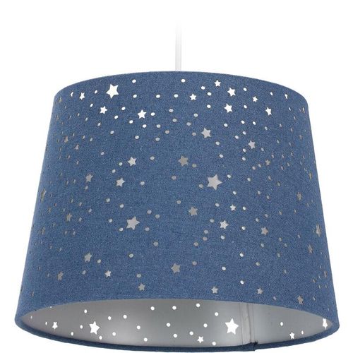 4052025919337 - Relaxdays - Kinderzimmerlampe Sterne hängende Schirmlampe für Jungen Sternenhimmel Motiv E27 runder Stoffschirm blau