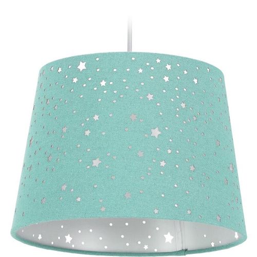 4052025904944 - Relaxdays - Kinderzimmerlampe Sterne hängende Schirmlampe Jungen & Mädchen Sternenhimmel E27 runder Stoffschirm mint