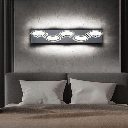 9007371514069 - - Kristall Wandlampe led Kristallleuchte Wandlampe Modern Designleuchte geschwungen aus Chrom 1x led 15W 1020Lm neutralweiß l 59 cm