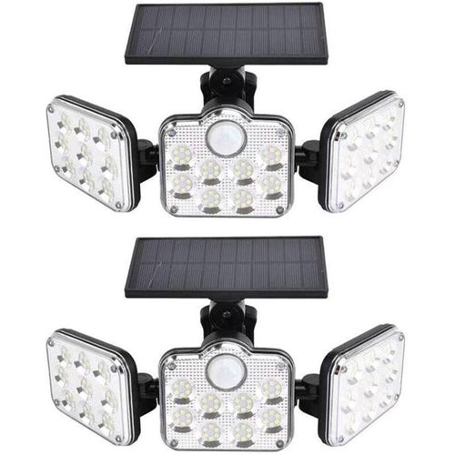 9468778806667 - 2er-Pack 138 LEDs 2200 lm Solar-Flutlichter für den Außenbereich mit Fernbedienung IP65 wasserdicht 3 verstellbare Köpfe 270° Weitwinkel