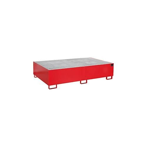 4052462031043 - eurokraft pro Regal-Bodenwanne 1000 l Auffangvolumen LxBxH 2150 x 1300 x 505 mm mit Gitterrost rot lackiert