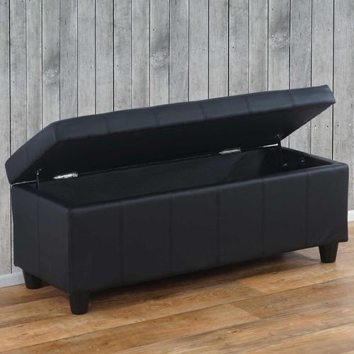4052826156085 - Aufbewahrungs-Truhe Kriens Sitzbank Bank Kunstleder 45x114x45cm ~ schwarz matt 4052826156085 - Aufbewahrungs-Truhe Kriens Sitzbank Bank Kunstleder 45x114x45cm ~ schwarz matt
