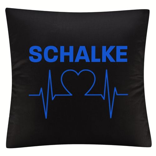 4068859006358 - multifanshop Kissenbezug - Schalke - Herzschlag - Druck blau - Kissen